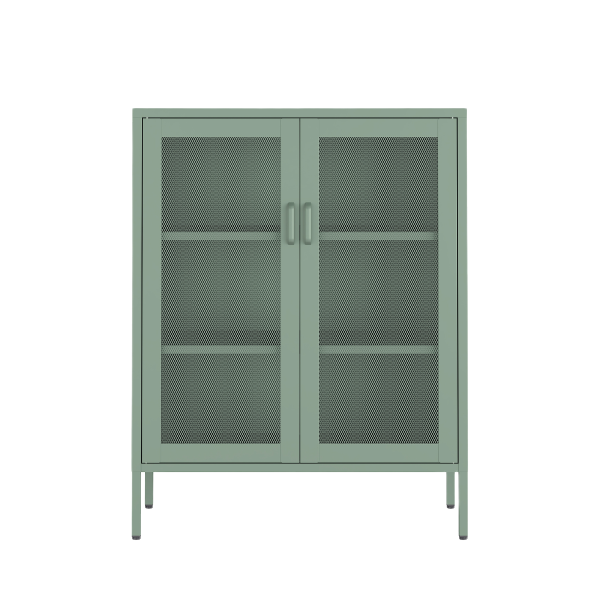 Amelia 32" Metal Accent Cabinet in Sage Green