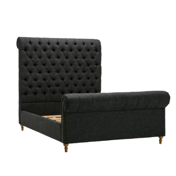 Empire Upholstered  Queen Bed in Charcoal