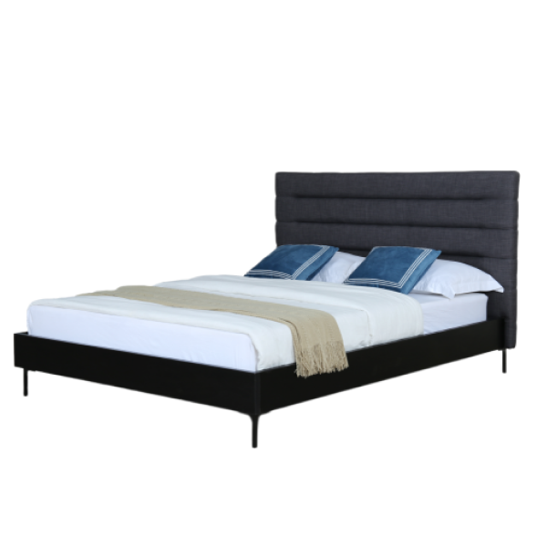Schwamm Upholstered Woven Blend Queen Bed in Weathered Grey