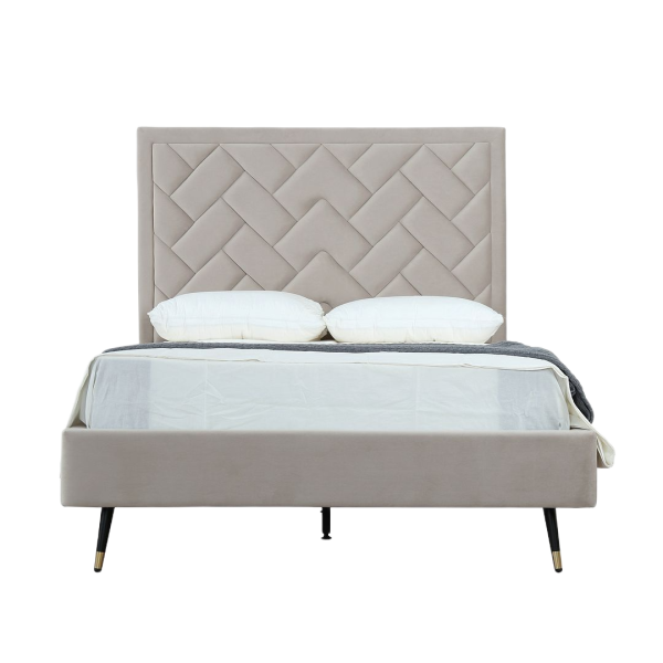 Crosby Upholstered Velvet Full Bed in Greige