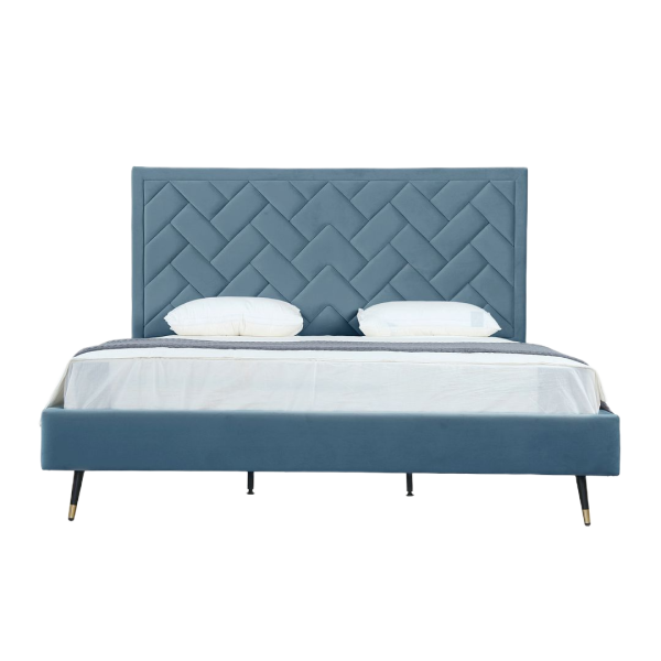 Crosby Upholstered Velvet King Bed in Blue