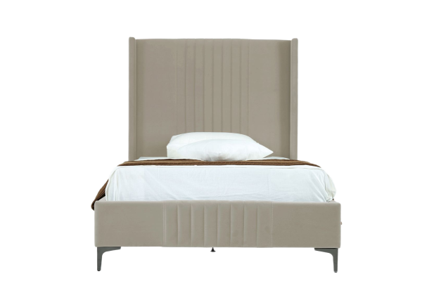 Promenade Upholstered Velvet 48" Bed in Rustic Taupe