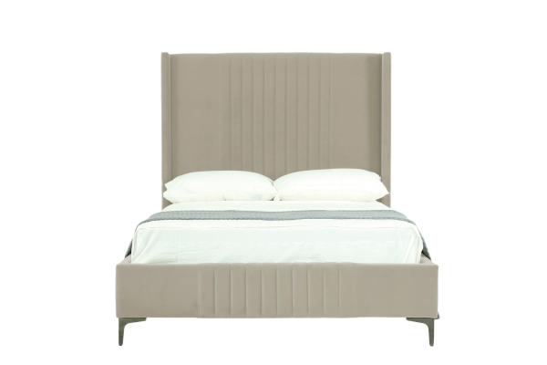 Promenade Upholstered Velvet Full Bed in Rustic Taupe