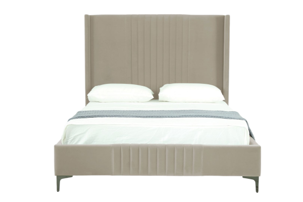 Promenade Upholstered Velvet Queen Bed in Rustic Taupe