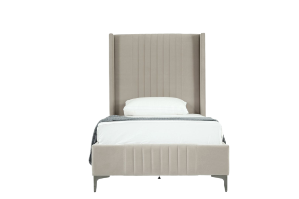 Promenade Upholstered Velvet Twin Bed in Rustic Taupe