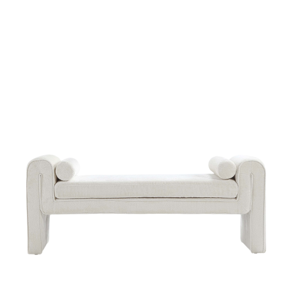 Concord Chenille Accent Bench in Ivory