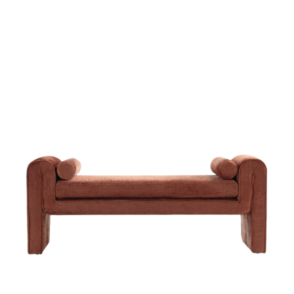 Concord Chenille Accent Bench in Terracotta