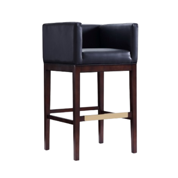 Kingsley Wood Upholstered Barstool in Black