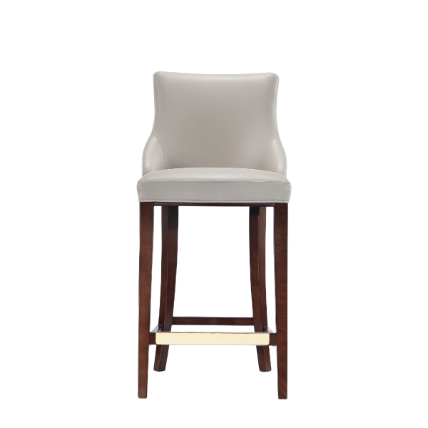 Shubert Wood Upholstered Barstool in Light Grey