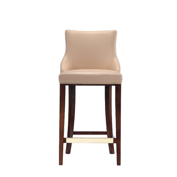Shubert Wood Upholstered Barstool in Tan
