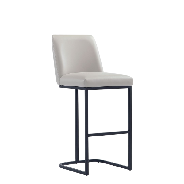 Serena Metal Upholstered Barstool in Light Grey
