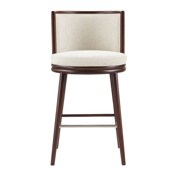Evalyn Wood Upholstered Barstool in Cream