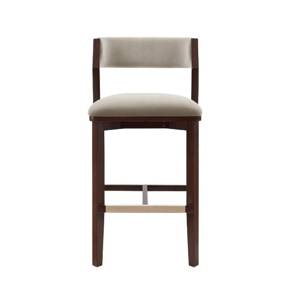 Patricia Wood Upholstered Barstool in Linen