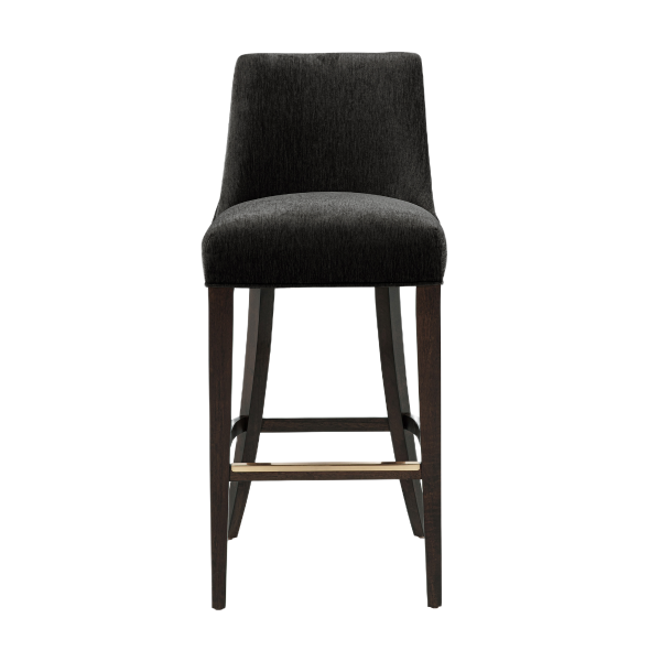 Beever Chenille Wood Upholstered Barstool in Black
