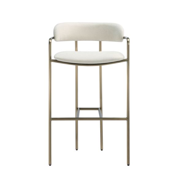 Serene Metal Upholstered Barstool in Alabaster 