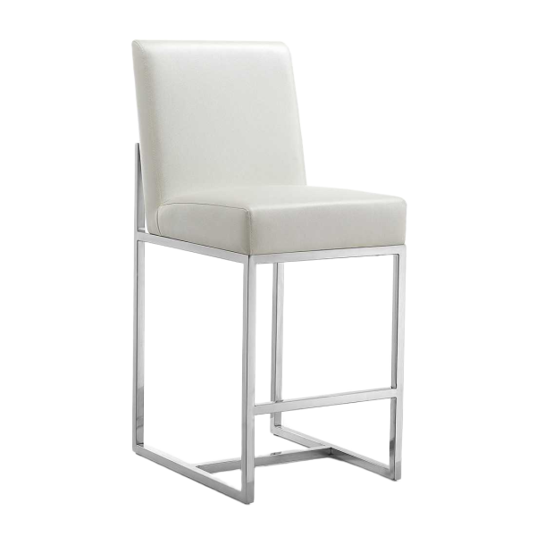 Element Metal Upholstered Counter Stool in Pearl White