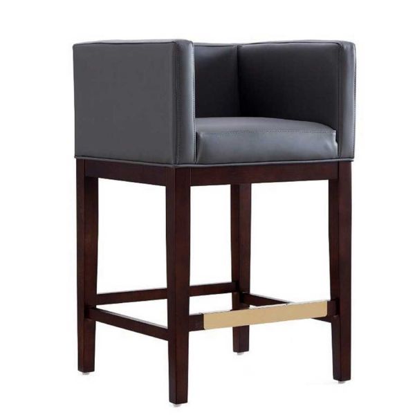 Kingsley Wood Upholstered Counter Stool in Weathered Grey