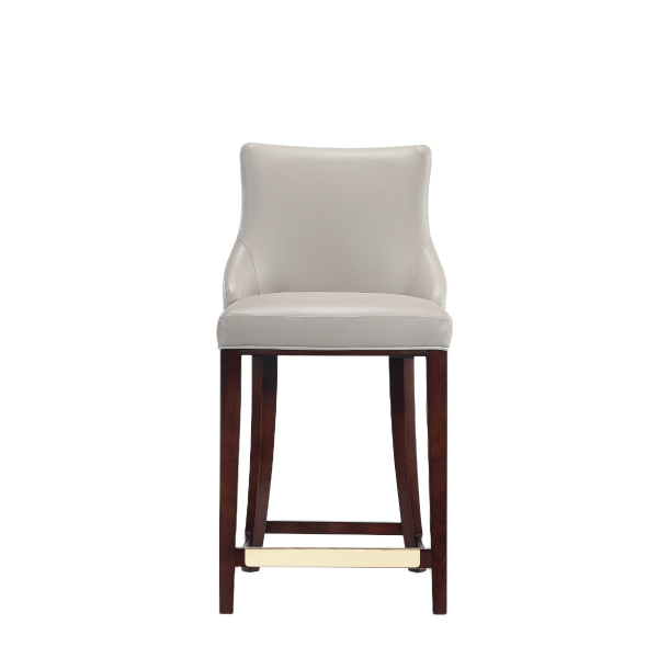 Shubert Wood Upholstered Counter Stool in Light Grey