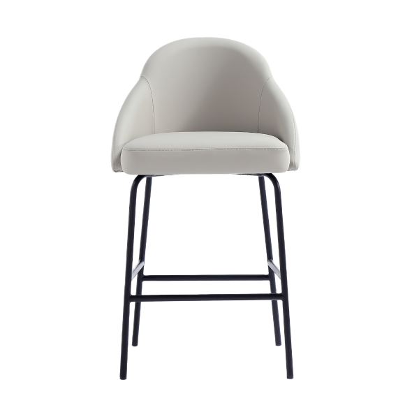 Gracie Metal Upholstered Counter Stool in Stone Grey and Black