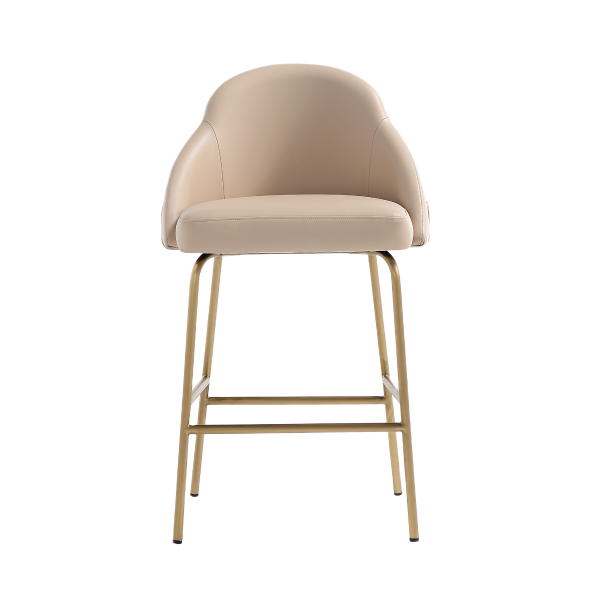 Gracie Metal Upholstered Counter Stool in Tan and Gold