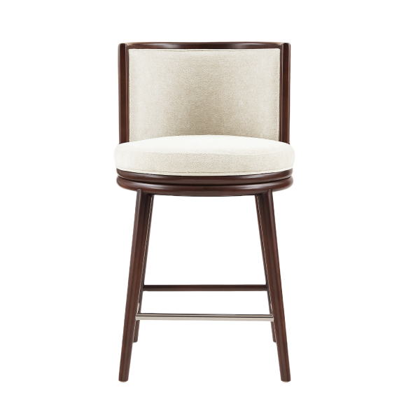 Evalyn Wood Upholstered Counter Stool in Cream