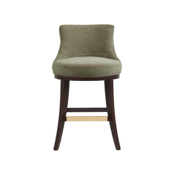 Lucia Wood Chenille Counter Stool in Leaf Green