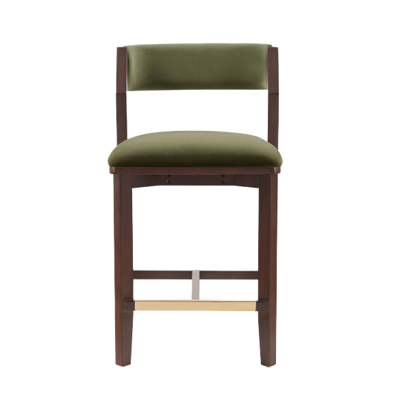 Patricia Wood Upholstered Counter Stool in Turtle Green