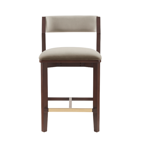 Patricia Wood Upholstered Counter Stool in Linen
