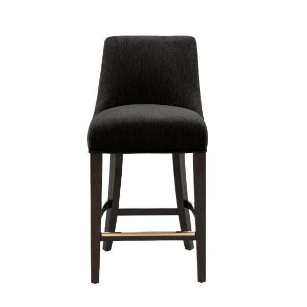 Beever Chenille Wood Counter Stool in Black