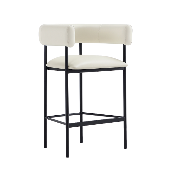 Onda Metal Vegan Leather Counter Stool in Ivory