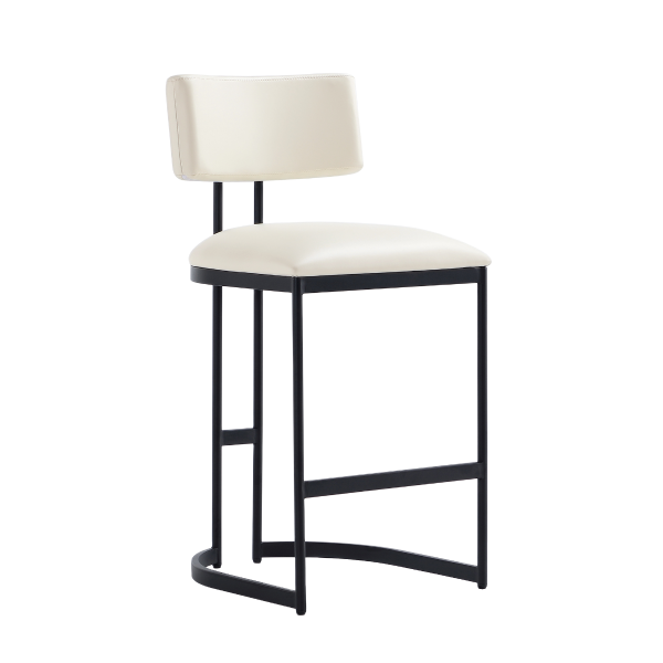 Juno Metal Vegan Leather Counter Stool in Ivory