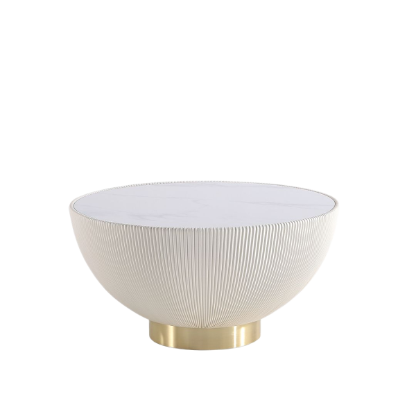 Anderson Sintered Stone Top Upholstered Coffee Table in Cream