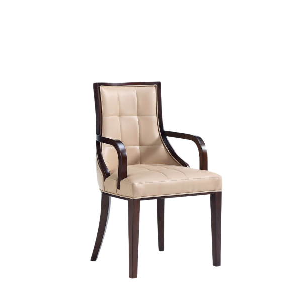 Fifth Avenue Wood Upholstered Accent Chair in Tan