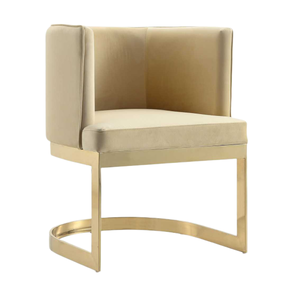 Aura Metal Velvet Accent Chair in Sand