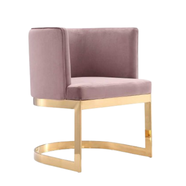 Aura Metal Velvet Accent Chair in Blush