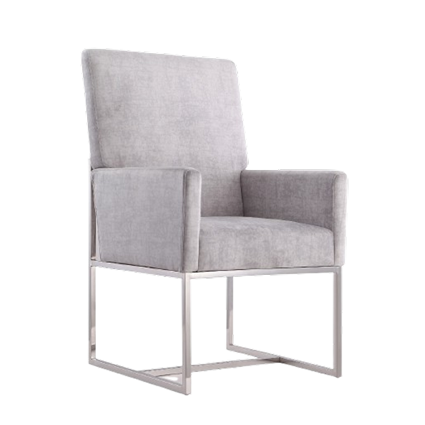 Element Metal Velvet Accent Chair in Weathered Grey