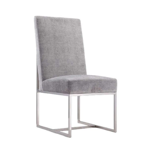Element Metal Velvet Dining Chair in Weathered Grey