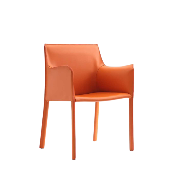 Paris Vegan Leather Side Chair in Coral