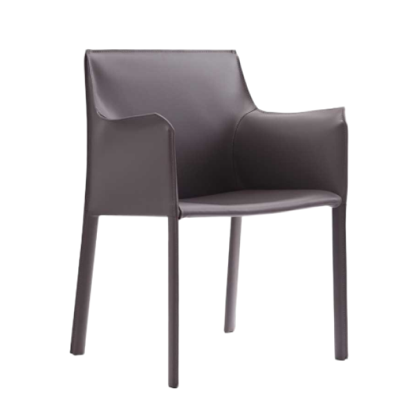 Paris Vegan Leather Side Chair in Weathered Grey