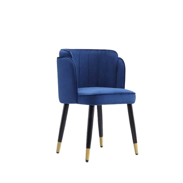 Zephyr Wood Velvet Accent Chair in Blue