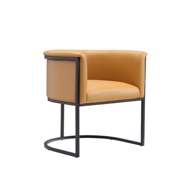 Cosmopolitan Metal Vegan Leather Accent Chair in Camel