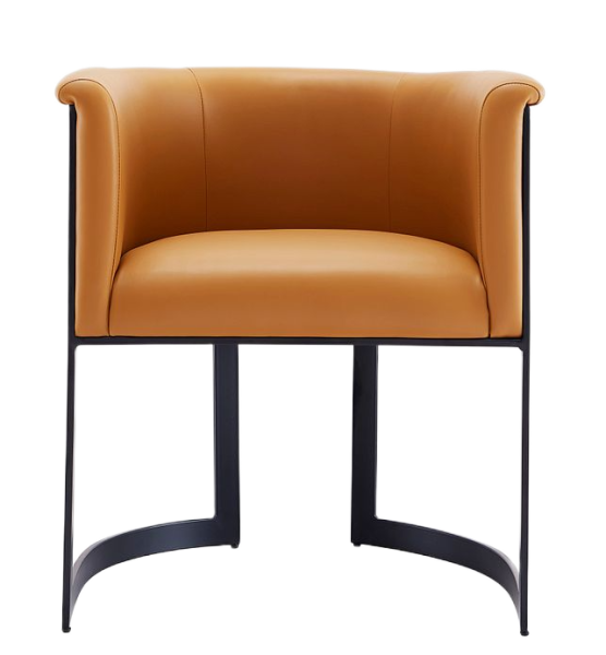 Corso Metal Vegan Leather Accent Chair in Camel