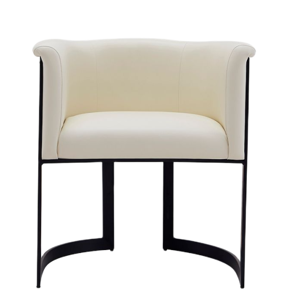 Corso Metal Vegan Leather Accent Chair in Cream
