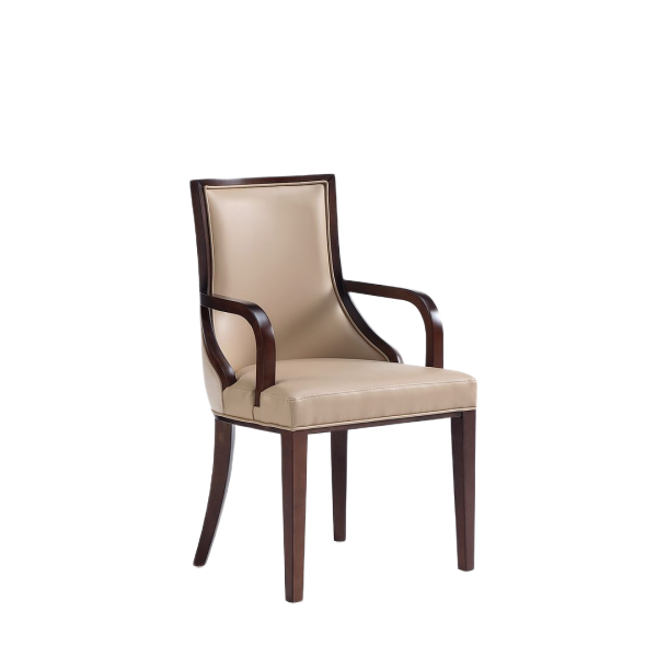 Grand Wood Vegan Leather Armchair in Tan