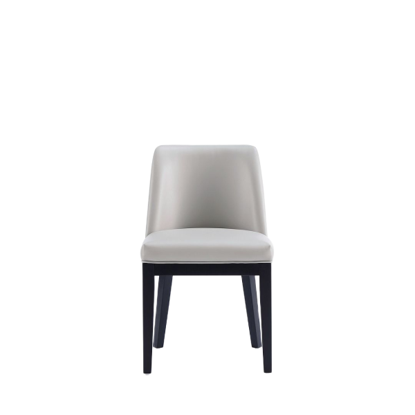 Gansevoort Wood Vegan Leather Dining Chair in Light Grey - Set of 2
