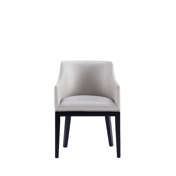 Gansevoort Wood Vegan Leather Armchair in Light Grey