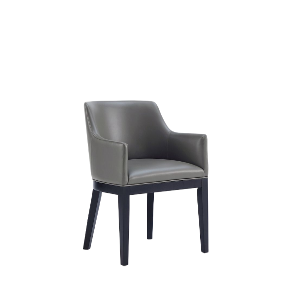 Gansevoort Wood Vegan Leather Armchair in Graphite
