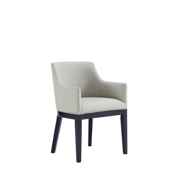 Gansevoort Wood Vegan Leather Armchair in Stone Grey