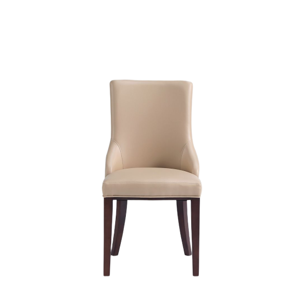 Shubert Vegan Leather and Velvet Dining Chair in Tan - Set of 2