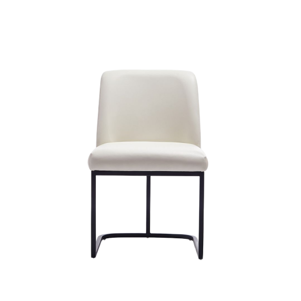 Serena Metal Vegan Leather Dining Chair in Ivory